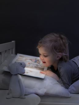 FIN is a reading light and nightlight all in one.FIN is wireless and does not overheat, so it is perfectly safe for him to take to bed.