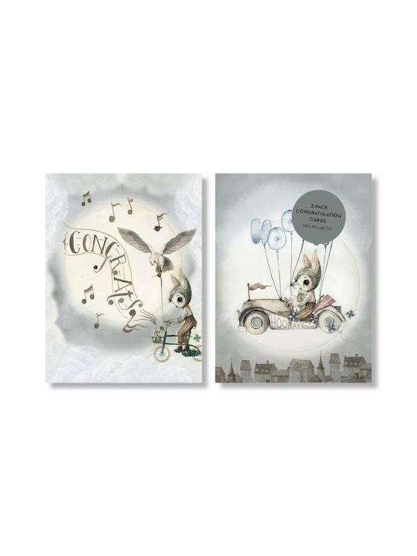 Mrs Mighetto - birthday cards 2-PACK - FLYING CAR