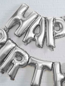 Ginger Ray foil balloon Happy Birthday, silver