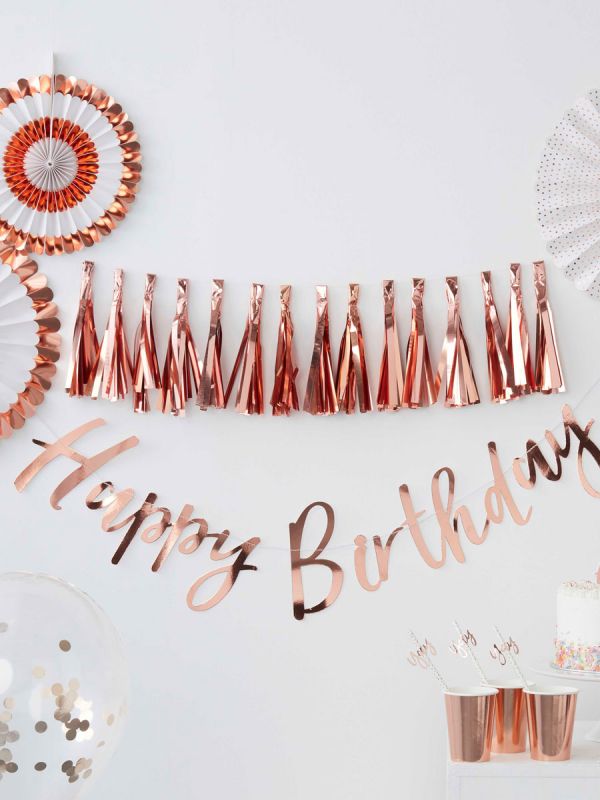 Ginger Ray foil balloon Happy Birthday, rosegold