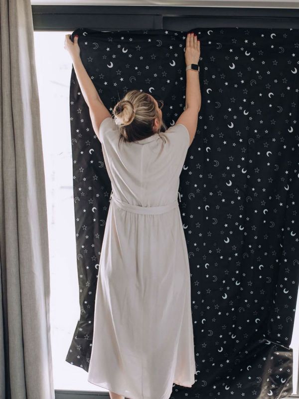 GroAnywhere Blind Stars and Moon, Large - Blackout Blind with Suction Cups 