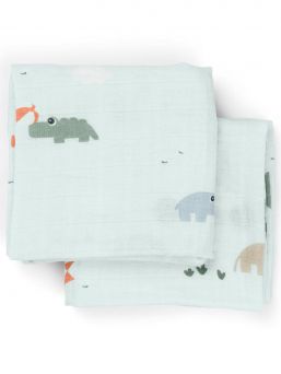 Burp cloth 2-pack 70x70 - Playground Blue - Done By Deer