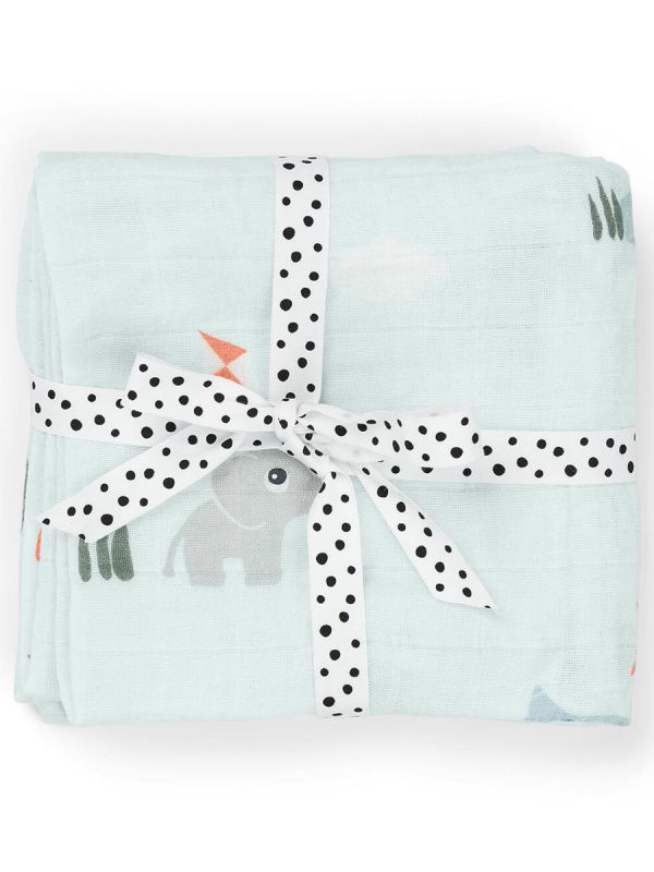 Burp cloth 2-pack 70x70 - Playground Blue - Done By Deer