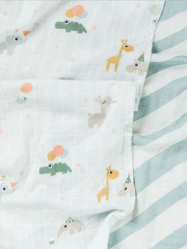 Burp cloth 2-pack 70x70 - Celebration Blue – Done By Deer