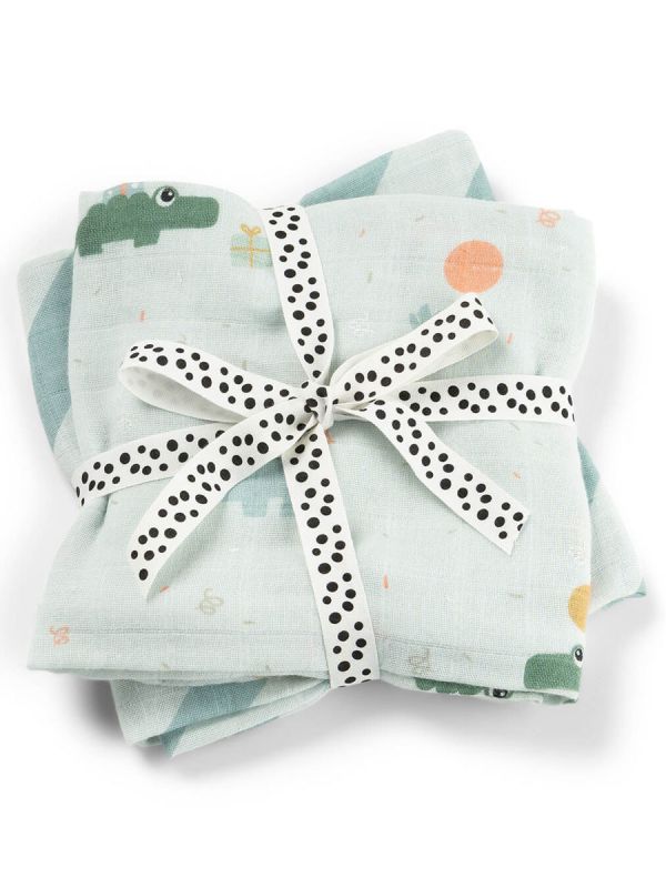 Burp cloth 2-pack 70x70 - Celebration Blue – Done By Deer