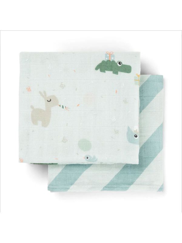 Burp cloth 2-pack 70x70 - Celebration Blue – Done By Deer