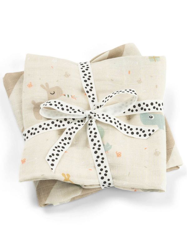 Burp cloth 2-pack 70x70 - Celebration Sand – Done By Deer