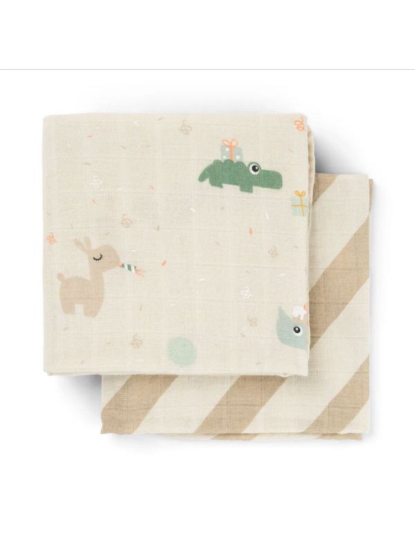 Burp cloth 2-pack 70x70 - Celebration Sand – Done By Deer