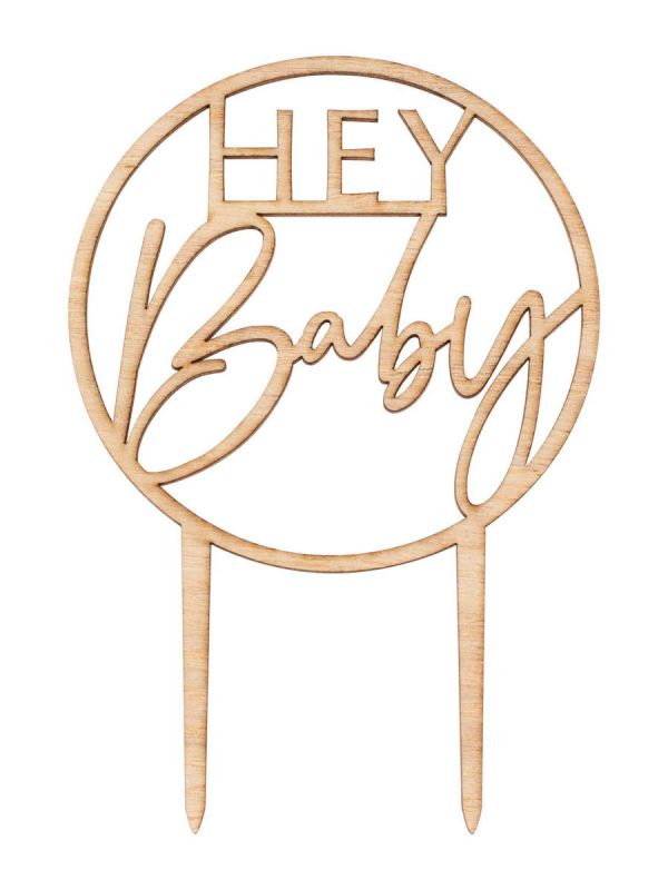 Hey Baby! wooden cake topper