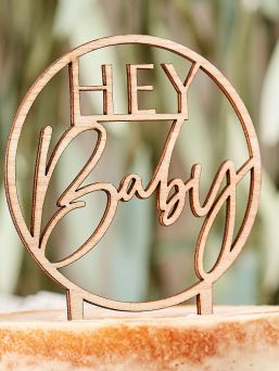 Hey Baby! wooden cake topper