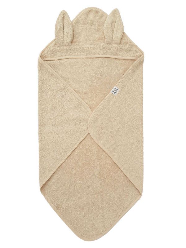 Towel with hood for baby, rabbit sandshell