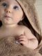 Towel with hood for baby, rabbit warm taupe