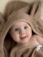 Towel with hood for baby, rabbit warm taupe