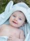 Towel with hood for baby, rabbit ice blue