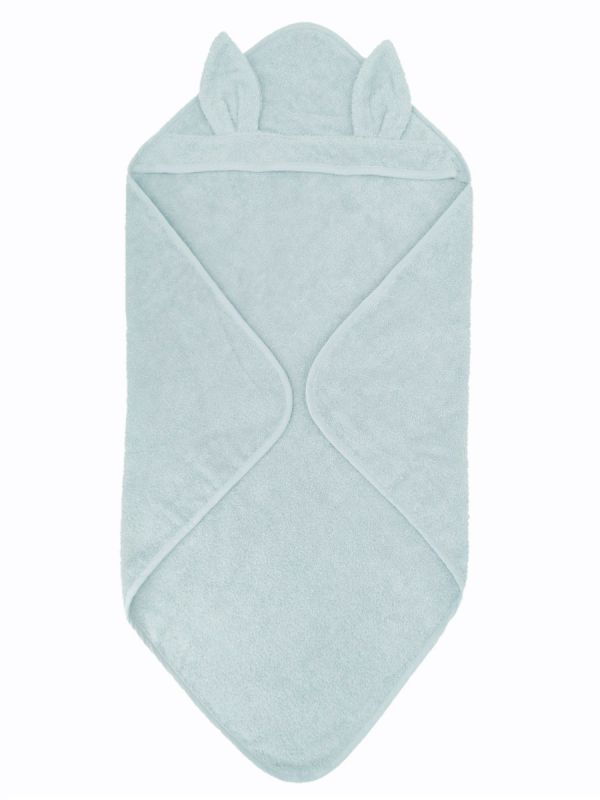 Towel with hood for baby, rabbit ice blue