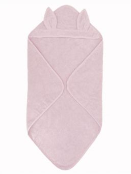 Towel with hood for baby, rabbit pink