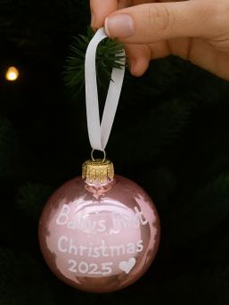 Christmas ball Baby's First Christmas 2025 - baby's first decoration, pink