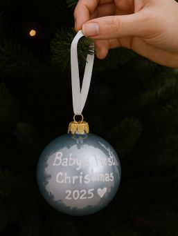 Christmas ball Baby's First Christmas 2025 - baby's first decoration, blue