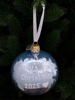 Christmas ball Baby's First Christmas 2025 - baby's first decoration, blue