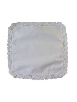 Linen christening cloth. The priest is supposed to use the cloth to dry the baby's head after the baptism.