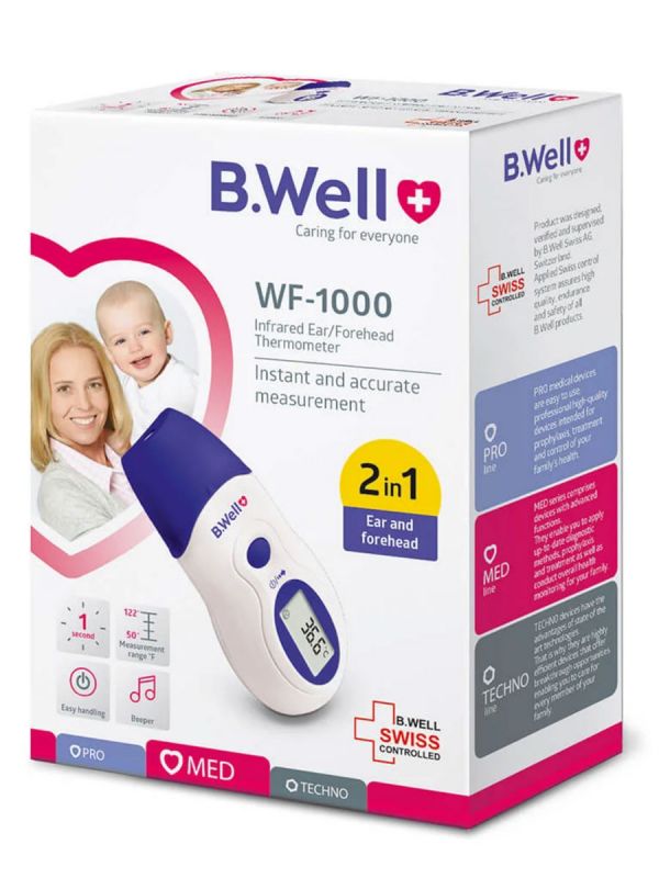 B.WELL Thermometer WF-1000 IR ear/forehead - 1 second measurement