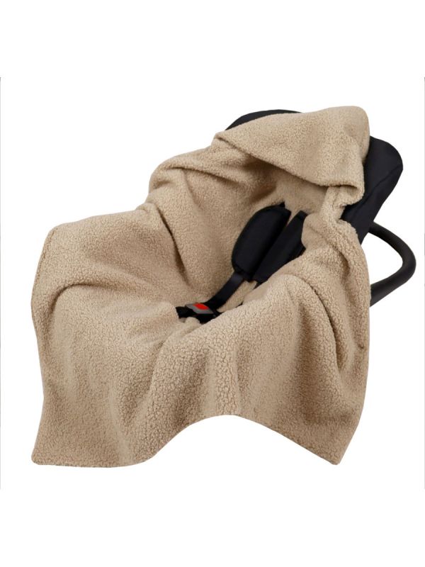 Warm boucle car seat blanket – beige