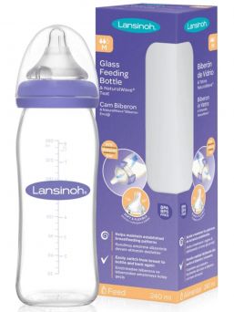 Glass Baby bottle 240ml (3m+) | LANSINOH