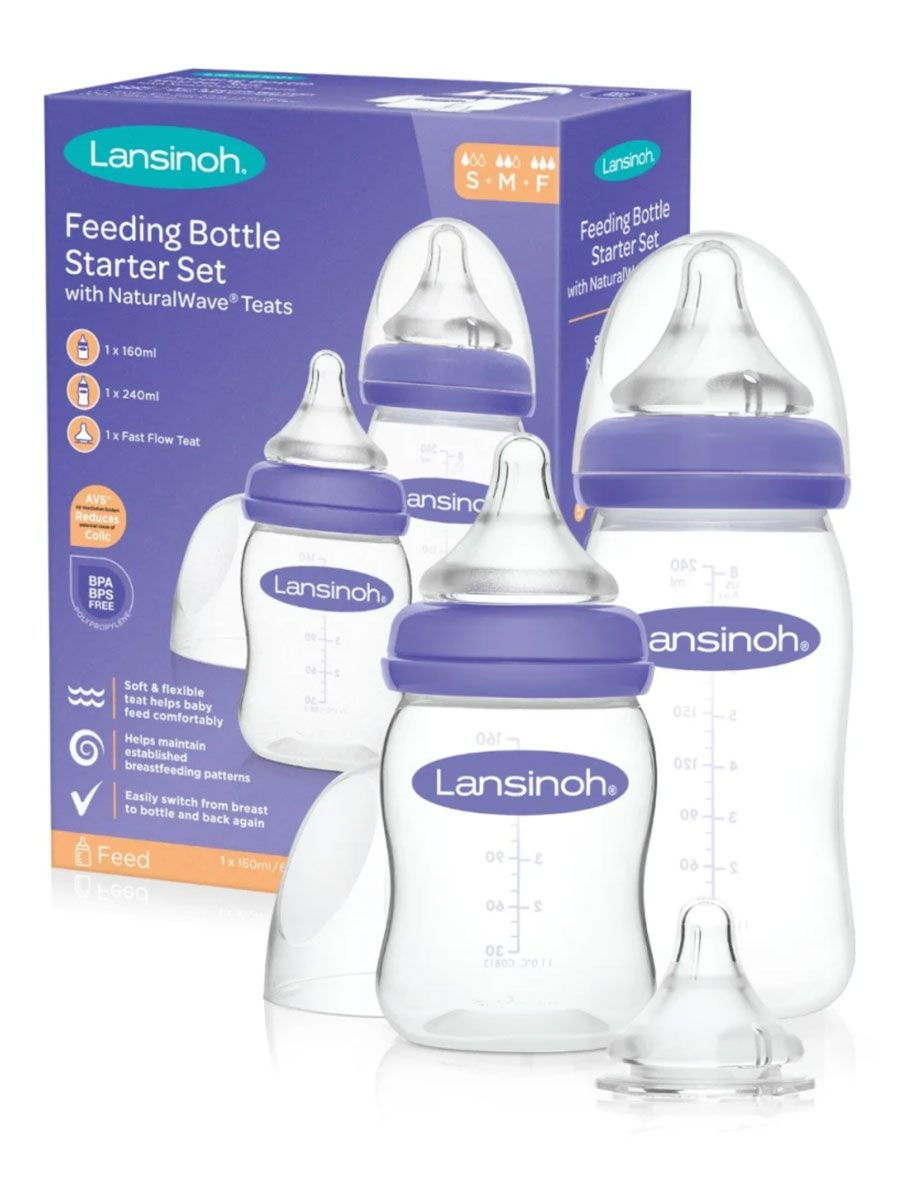 LANSINOH FEEDING BOTTLES WITH NATURAL WAVE NIPPLE SLOW FLOW 160ML