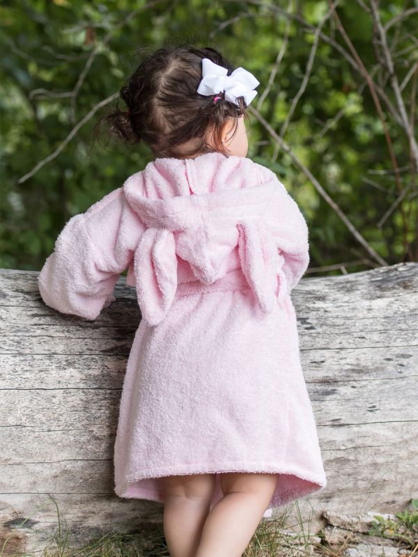 Bath robe 1-2y, rabbit pink
