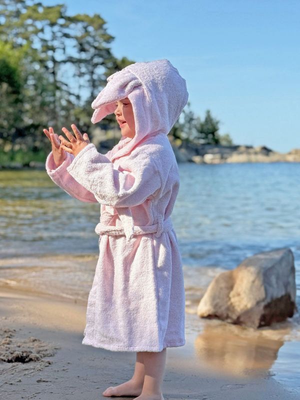 Bath robe 1-2y, rabbit pink