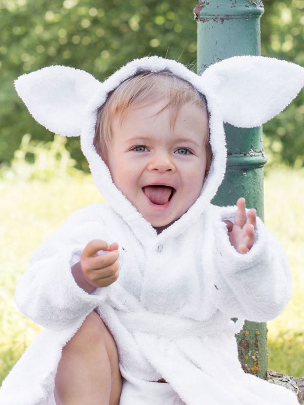 Bath robe 1-2y, rabbit white