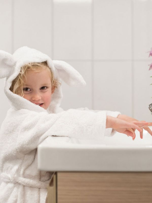 Bath robe 1-2y, rabbit white