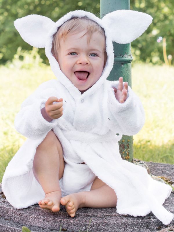 Bath robe 1-2y, rabbit white