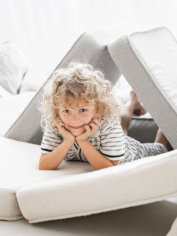 Children's recliner 3in1, bouncle cream