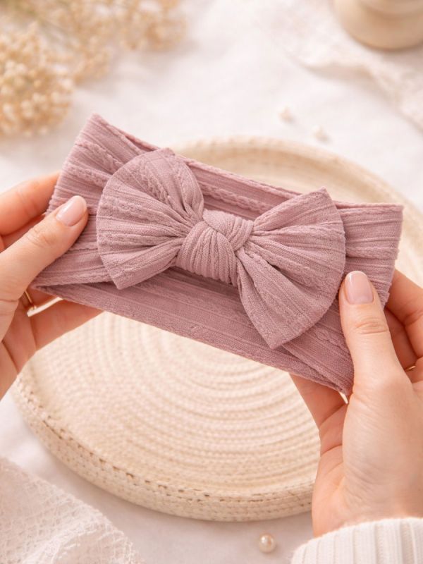 Wide bow headband for baby 3-pack, peach blush