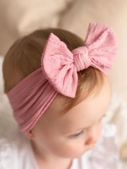 Wide bow headband for baby, rosa