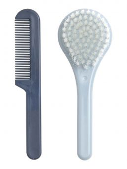 Luma, baby hair comb and brush, Iron Blue