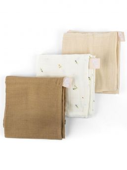 Organic Cotton Muslin Cloths 3-Pack, cream | DOOMOO