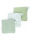 Organic Cotton Muslin Cloths 3-Pack, leaves green | DOOMOO