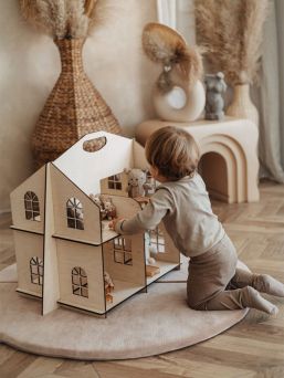 Natural wooden dollhouse