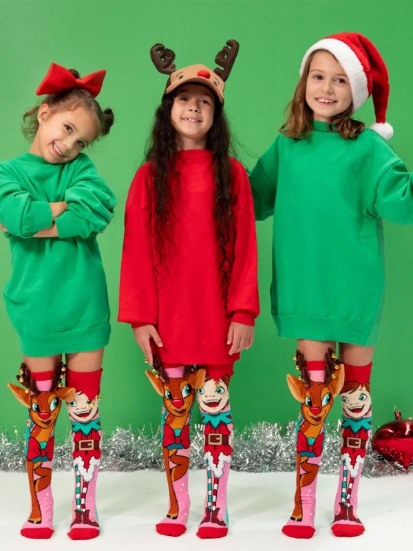 MADMIA Funny Reindeer and Elf Christmas Socks