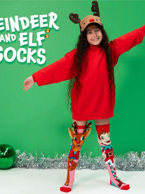 MADMIA Funny Reindeer and Elf Christmas Socks