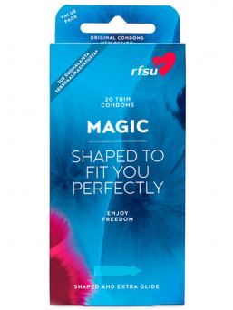 Magic condom is luxuriously ultrathin and contoured with a perfectly fitted tip to offer added sensation where it matters most.