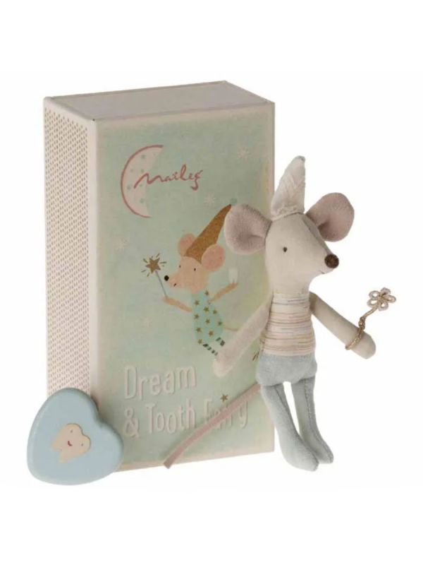 Maileg Tooth Fairy Box Set – Little Brother Mouse & Metal Tooth Box for Child's First Tooth