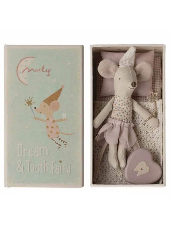 Maileg Tooth Fairy Box Set – Little Sister Mouse & Metal Tooth Box for Child's First Tooth