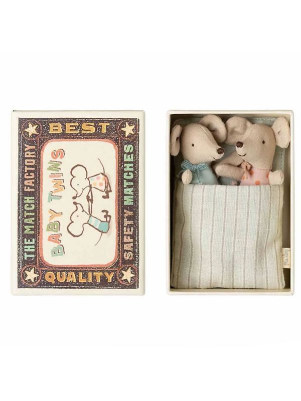 Maileg mouse in a box - baby twins in their own sleeping bags