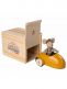 Maileg racing driver mouse and yellow racing car - play set with garage