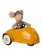 Maileg racing driver mouse and yellow racing car - play set with garage