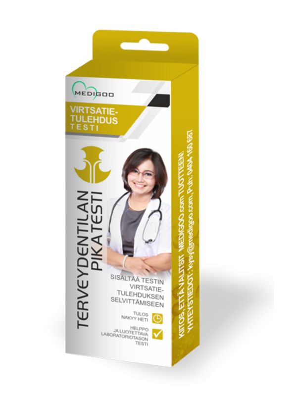  With Medigoo Urinary tract infection test you can easily and quickly detect if you have urinary tract infection. This test doesn´t have to be taken to the laboratory for analysis - you'll see the result in two minutes!