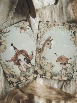 Mrs Mighetto - cards 2-PACK - The Floral Glade. Mrs Mighetto The Floral Glade two card pack. You can use the cards as small decorative boards or as a wonderful postcard and birthday card.